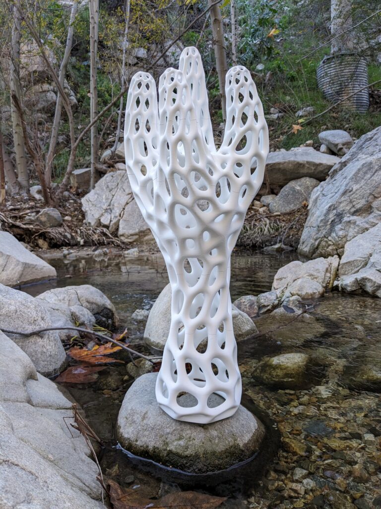 Biomorphic Sculpture "Phonifungus" outdoors in the garden