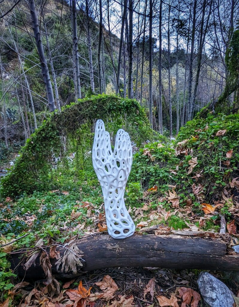 Biomorphic Sculpture "Phonifungus" outdoors in the garden